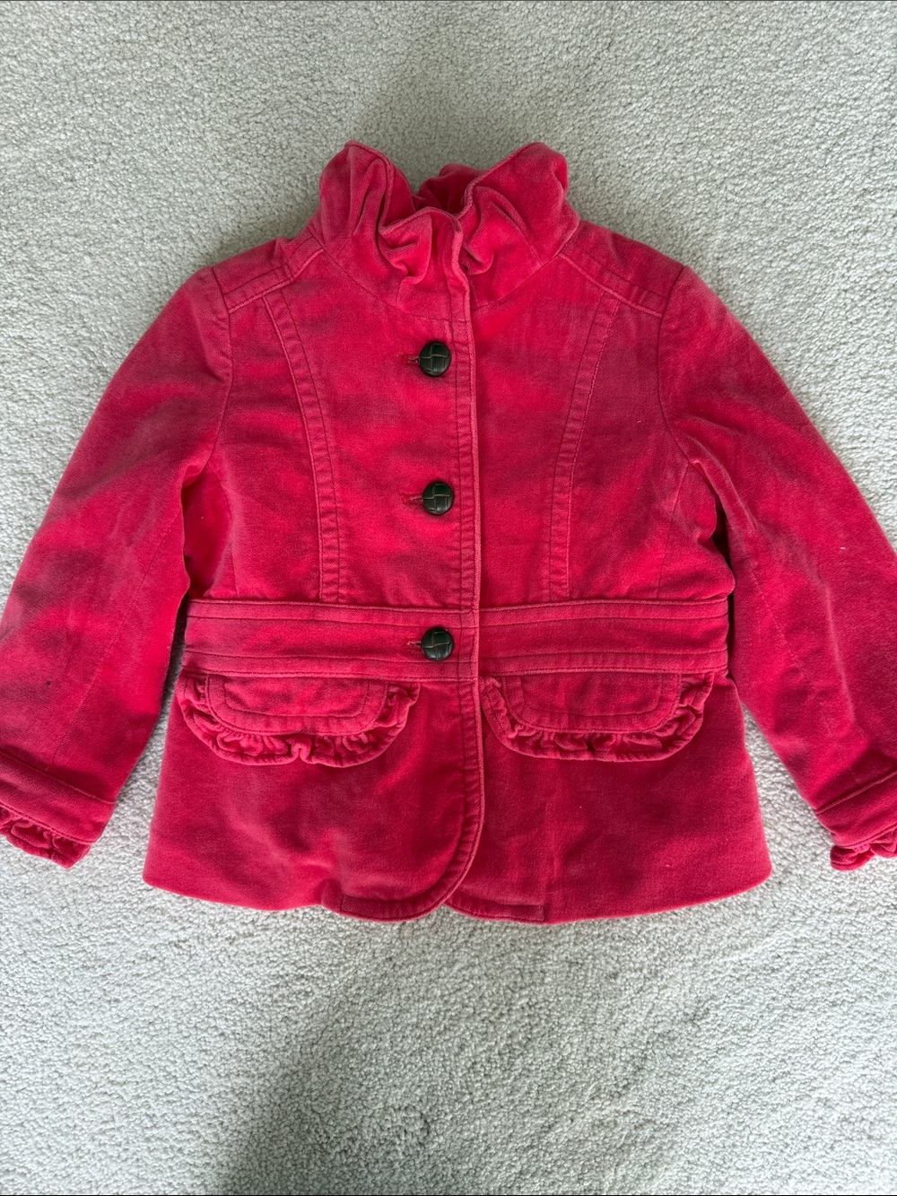 NWOT! Crewcuts Girls' Pink Ruffle-Trim Pea Coat